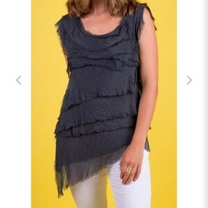 Gigi Moda Siena 100% Silk Top Washed Charcoal - O/S